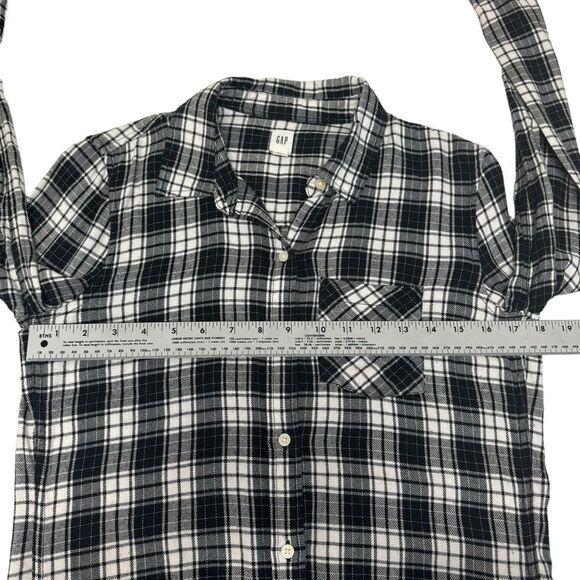 Black and White Plaid Flannel Shirt Long Sleeve Classic - Picture 6 of 7